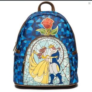 Loungefly Blue and Brown Backpack with Rose and Dance Design